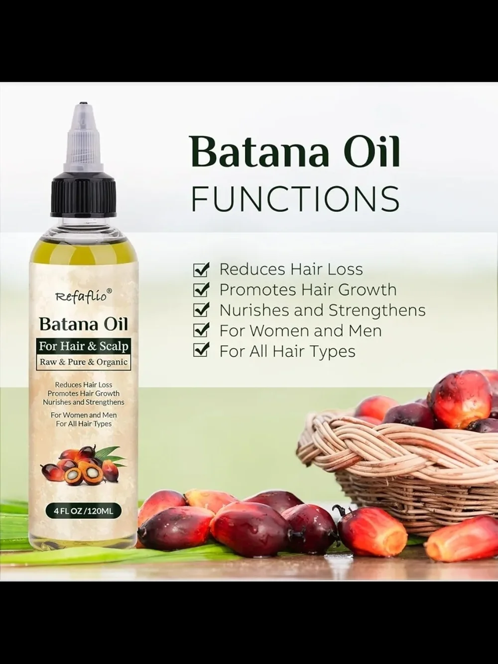 Raw Organic Batana Oil for Hair Growth, Enhances Thickness & Prevents Hair Loss
